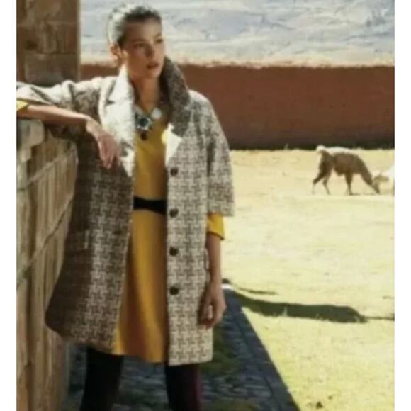 Anthropologie Girls from Savoy Fluted Ponte long sleeve Dress Golden Yellow Belt - Picture 2 of 3